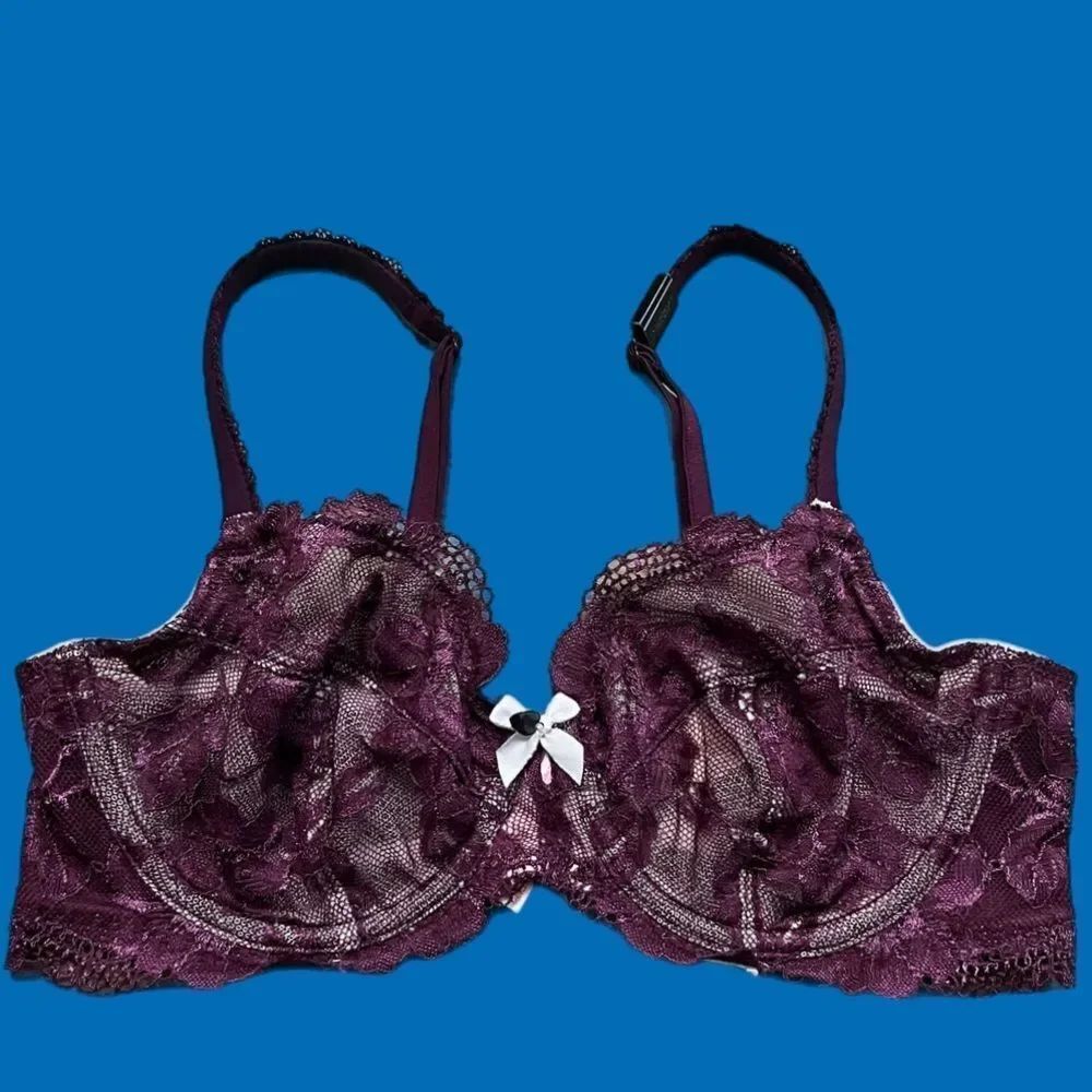 Victoria’s Secret Body by Victorias floral lace Unlined bra burgundy 36B